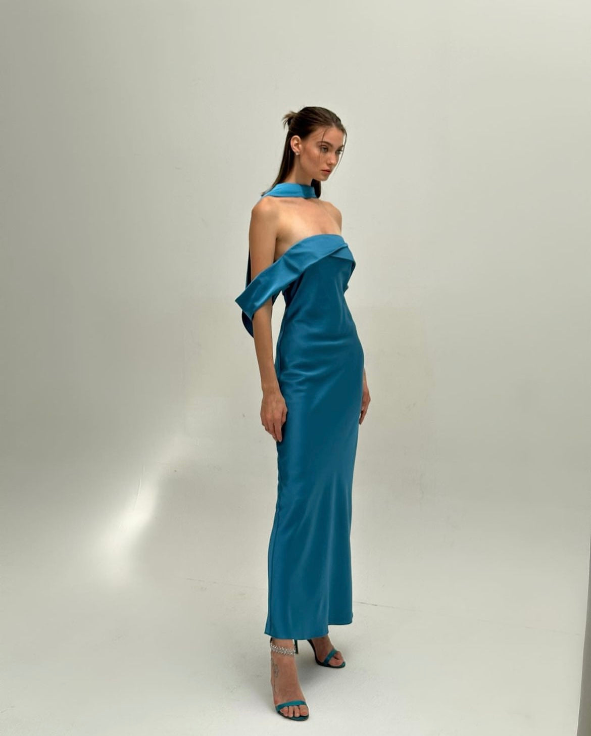 Pierre Scarf Maxi Aqua Blue Dress